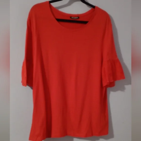 Vibrant Red Ruffle Sleeve Top - Picture 2 of 6
